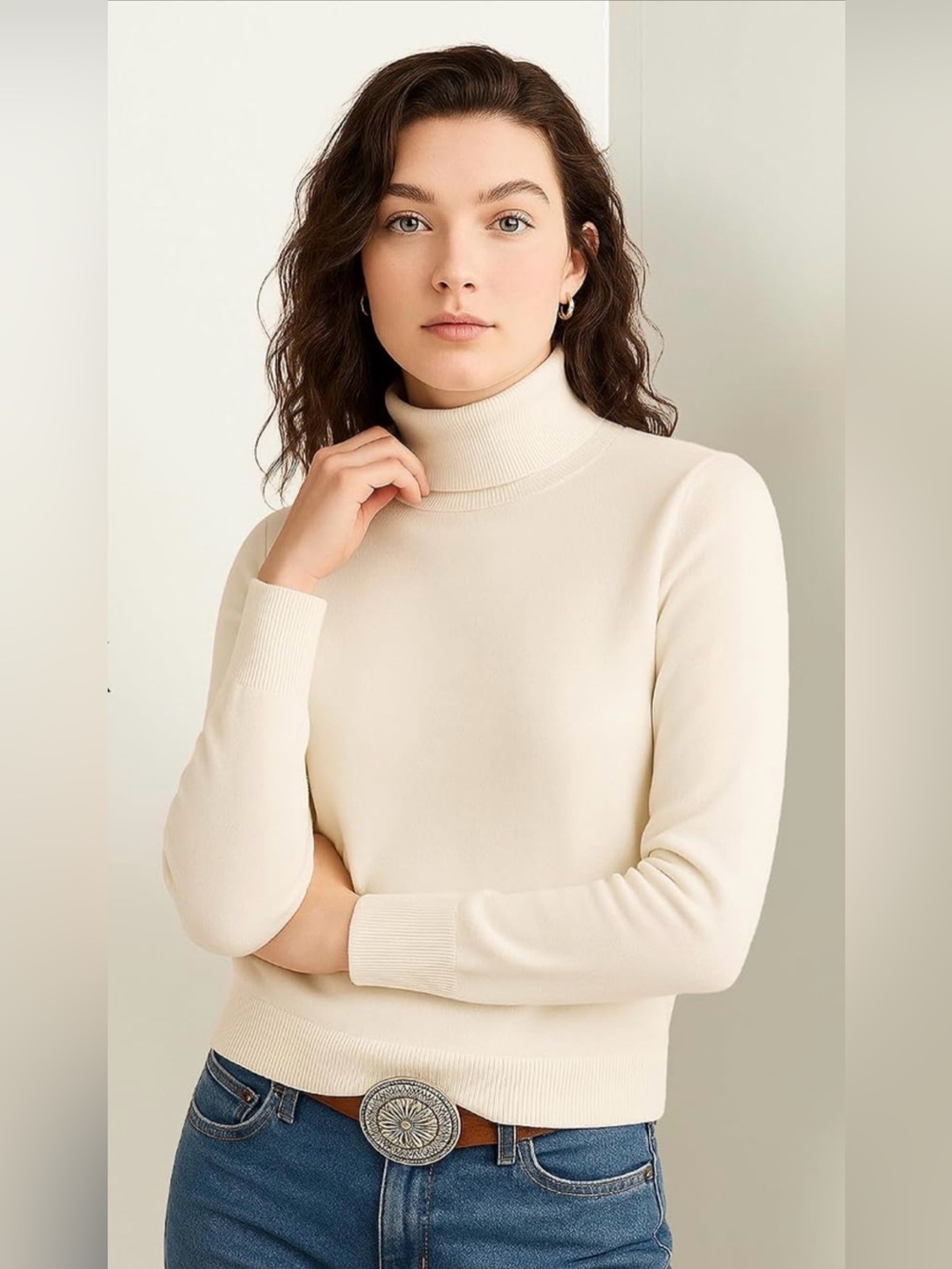 Pendleton 100% Merino Wool Timeless Turtleneck Knit Sweater Cream L